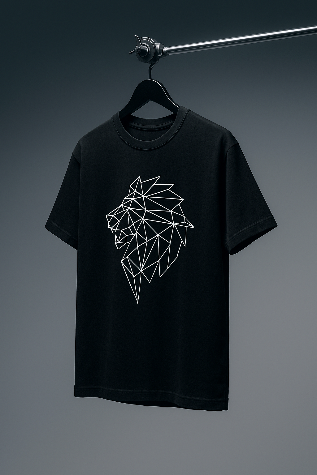 Lion Geometric Pattern Black Regular fit T-shirt