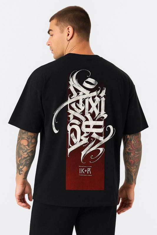 Calligraphy On Black Oversized T-shirt