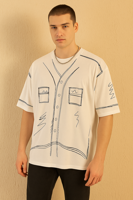 Illusion Lines White oversized T-shirt