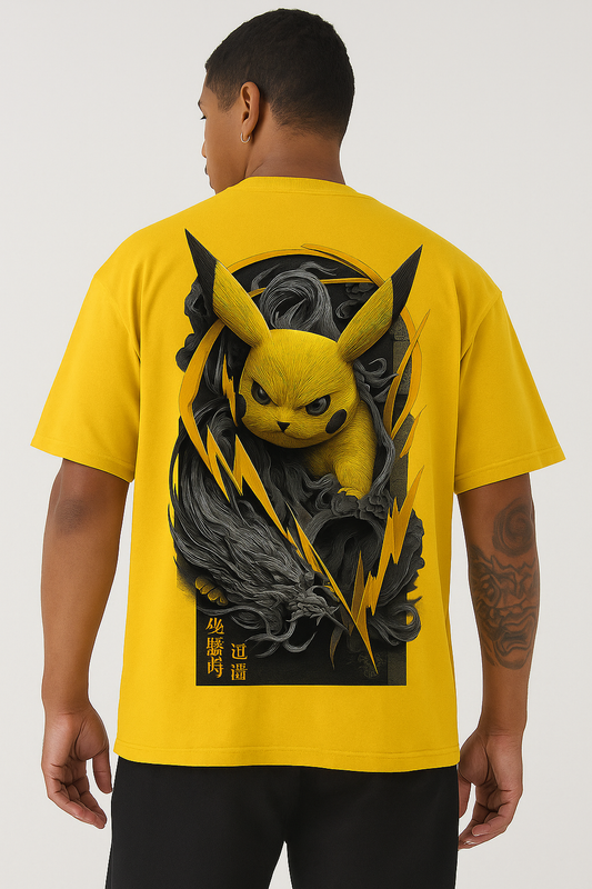 Thunder Pikachu yellow oversized T-shirt