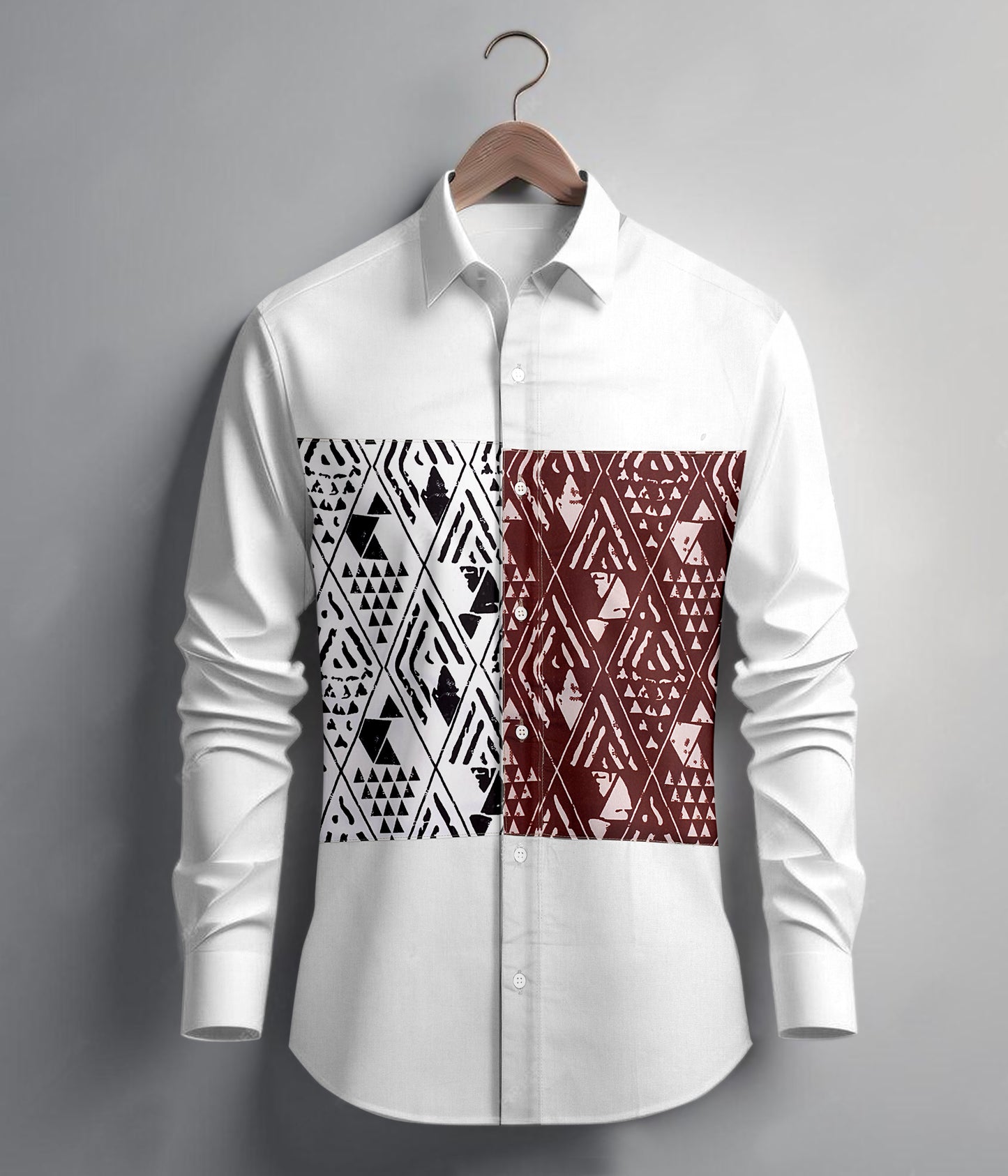 Geomatric Artisian Pattern Shirt (WHITE)